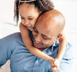 A daughter and father enjoy time together.