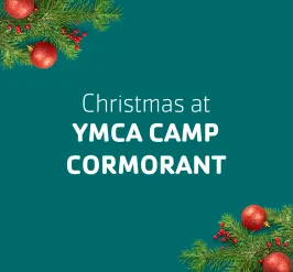 Graphic that says "Christmas at YMCA Camp Cormorant"